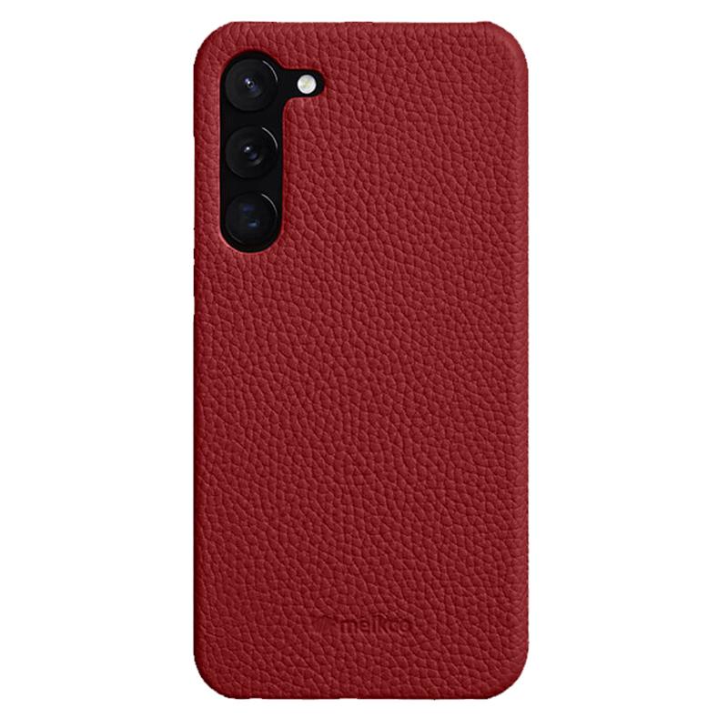 MELKCO For Samsung Galaxy S22 5G Genuine Cow Leather Coated PC Phone Shell Incomplete Cover