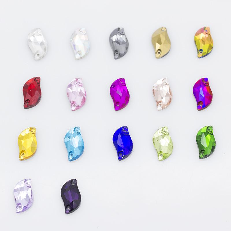 28-delars S-formade kristallglasdiamantblad för gör-det-själv-kläder och bröllopsklänningsaccessoarer