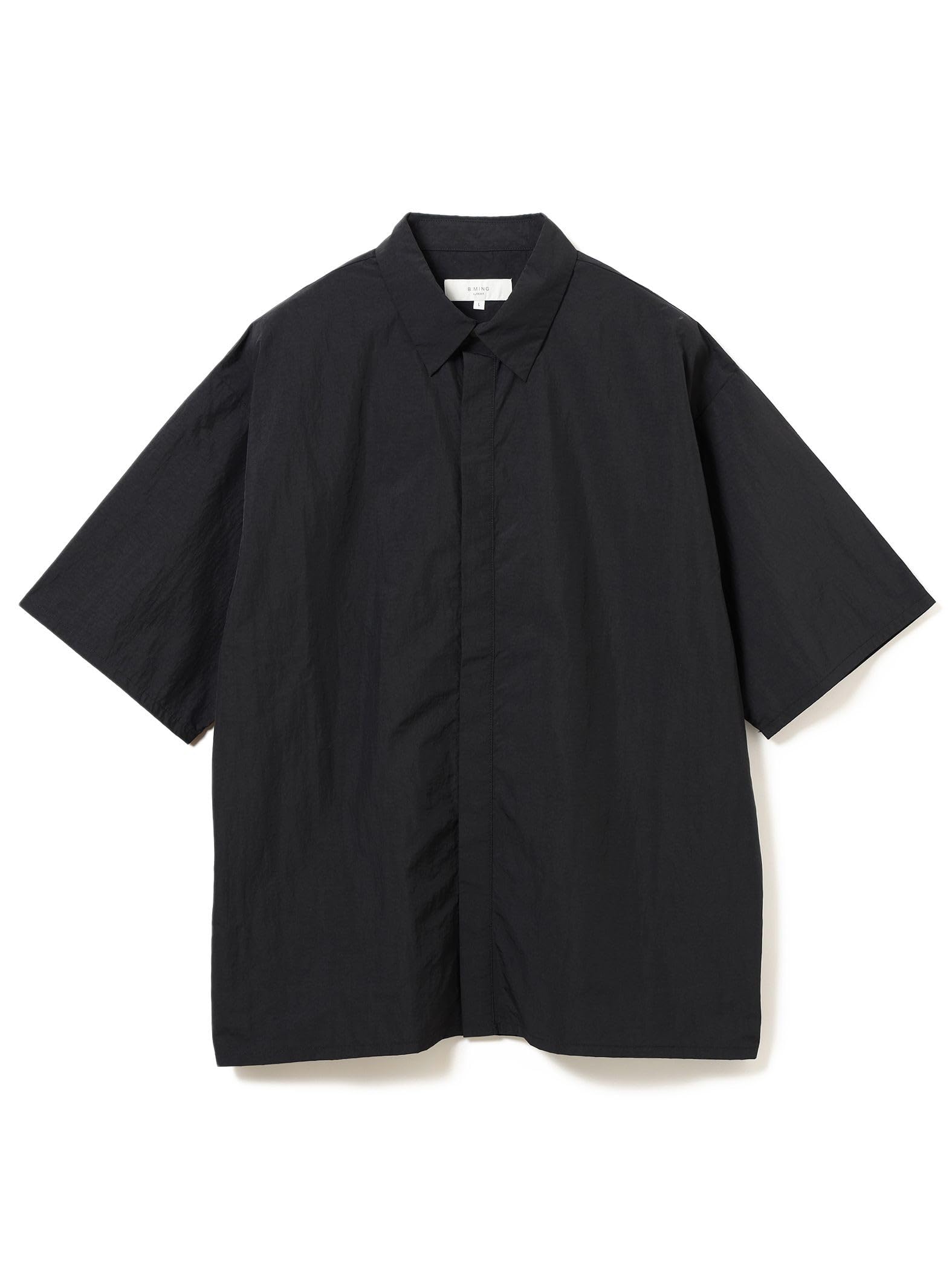 

В:MING LIFE STORE от BEAMS Мужская водоотталкивающая нейлоновая рубашка с коротким рукавом, черная, размер L