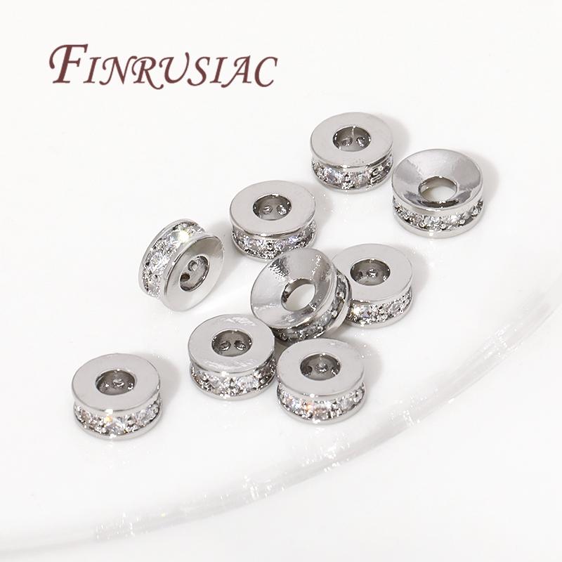 Brass With Zircon Round Wheel Beads 18K Gold Plated Rondelle Crystal Beads Loose Spacer Beads For DIY Beading Jewelry Making