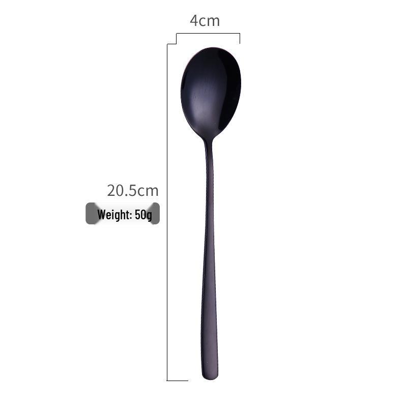 304 Stainless Steel Long Handle Gold-Plated Mixing Spoon and Fork Set, Korean Style