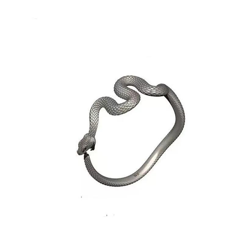 Dark Black Snake Retro Bracelet Imitation Carved Snake Zodiac Bracelet for Men and Women