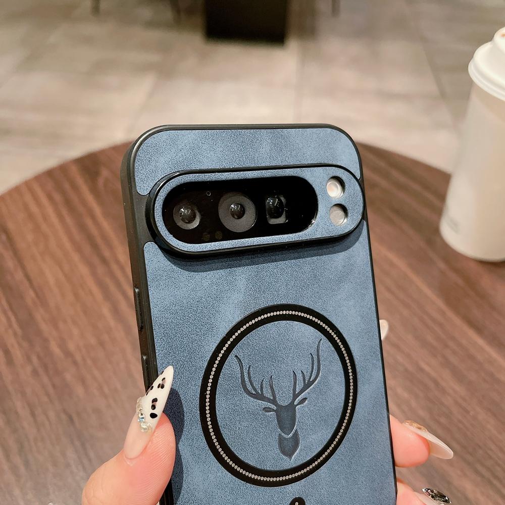 Retre Hirschkopf Leder Magnetische Magsafe Handyhülle für Google Pixel 10 9 Pro XL 8 7 Pro 8A 7A Hülle Abdeckung für Pixel 9Pro 9A