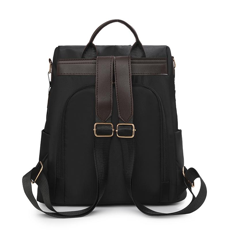 Nylon Tyverisikker Ryggsekk Dame Ensfarget Utendørs Reiseveske Multifunksjonell Skulderveske