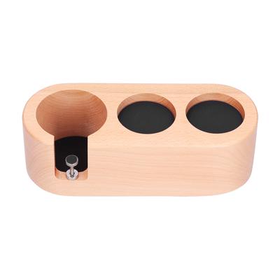 3Hole Coffee Portafilter Holder Wooden Tamper Stand Coffee Tamping Station with NonSlip Mat