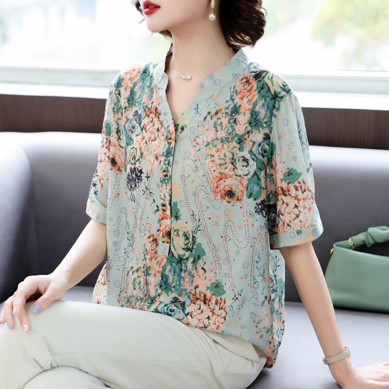 

Qianlian Women s Summer Rhinestone Print T-shirt XL