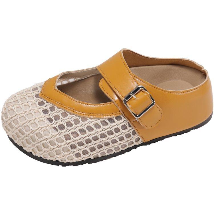 

Thick bottom inner height increase one pedal Velcro bag head half slippers women s summer outer wear hollow 2025 new cool slippers 40