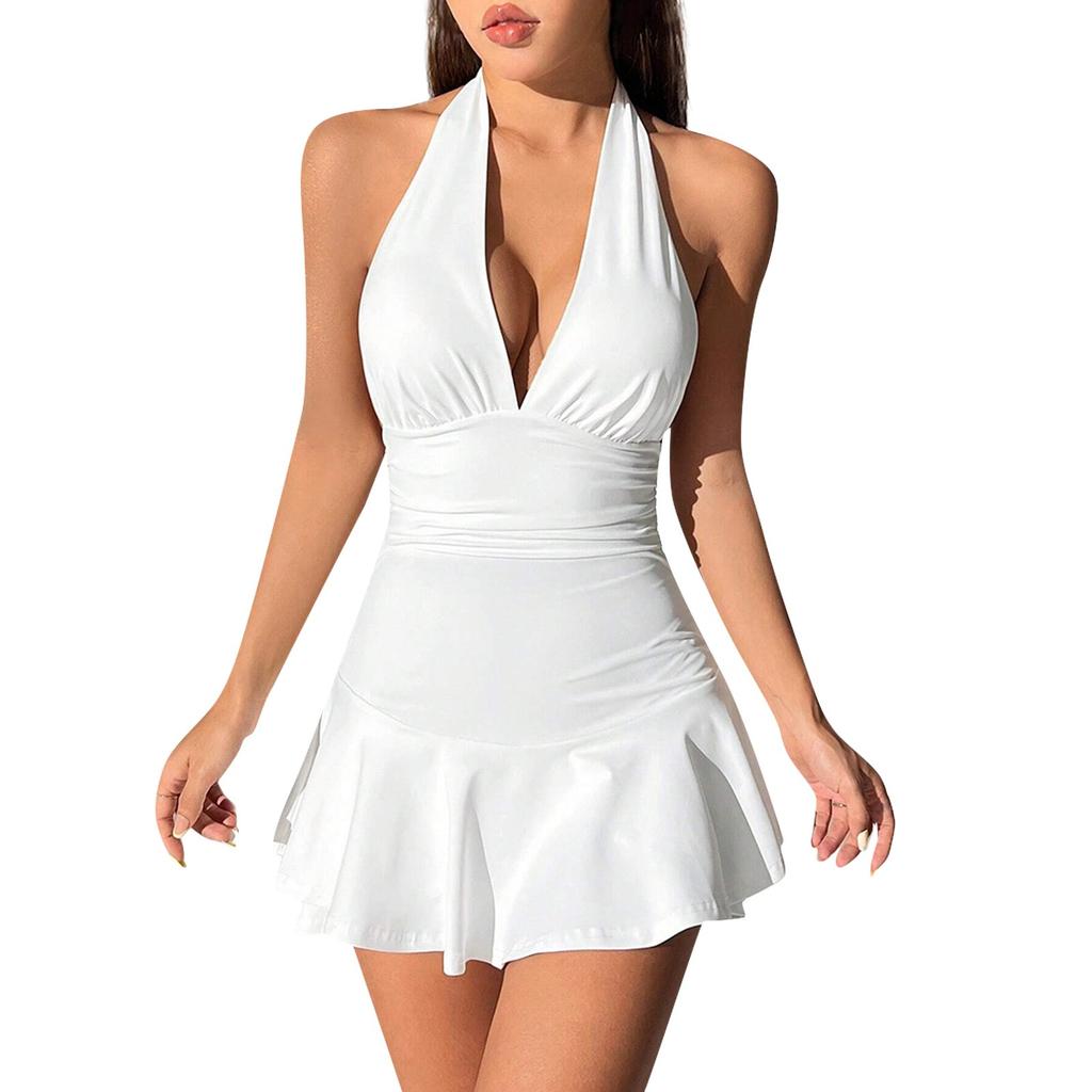 Mode Féminine Décontractée Bretelles Sexy Débardeur Sans Manches Dos Nu Robe à Lacets