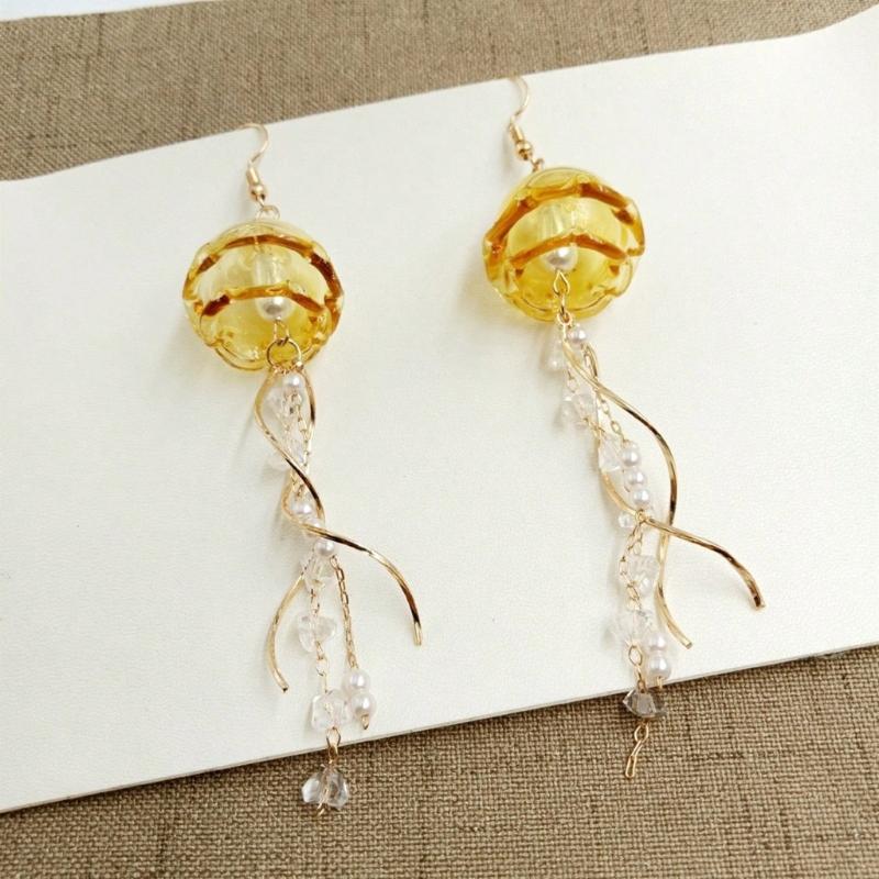 Jellyfish Shape Tassels Earrings Stylish Pendant Earrings Fashion Drop Earrings Fashionable Ear Jewelry for Woman Girls