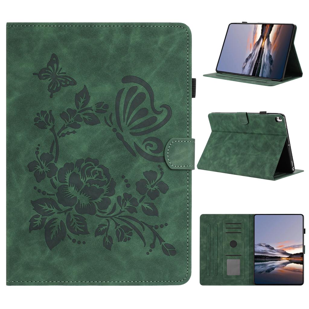 Tablet Case For iPad 10.2 (2020)/(2019)/Air 10.5 inch (2019)/Pro 10.5-inch (2017) Card Holder Stand Butterfly Floral Imprinted Leather Cover