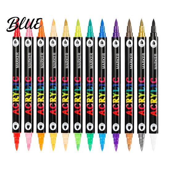 Quick Drying Nail Polish Pens 12Pcs Dual‑Tip Art Markers Set 24 Colors Acrylic Painting Pens Supplies for Salon Dry Waterproof Drawing DIY