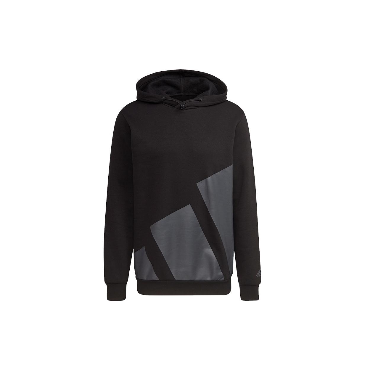 Men s adidas Large Logo Hood Casual Sports Pullover Black HI1180 S