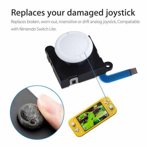 Replacement Analog Joysticks for Switch Lite, 2 Joystick Right/Left Sensors, Repair Tool Kit Includes Tri-Wing, Cross Screwdriver, Pry Tool + 4 Thumbs
