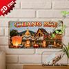 D Flatpc CHIANG MAI Metal Sign Outdoor Wall Art (  ) Retro Metal Sign Lantern Festival Decor Living Room Decor