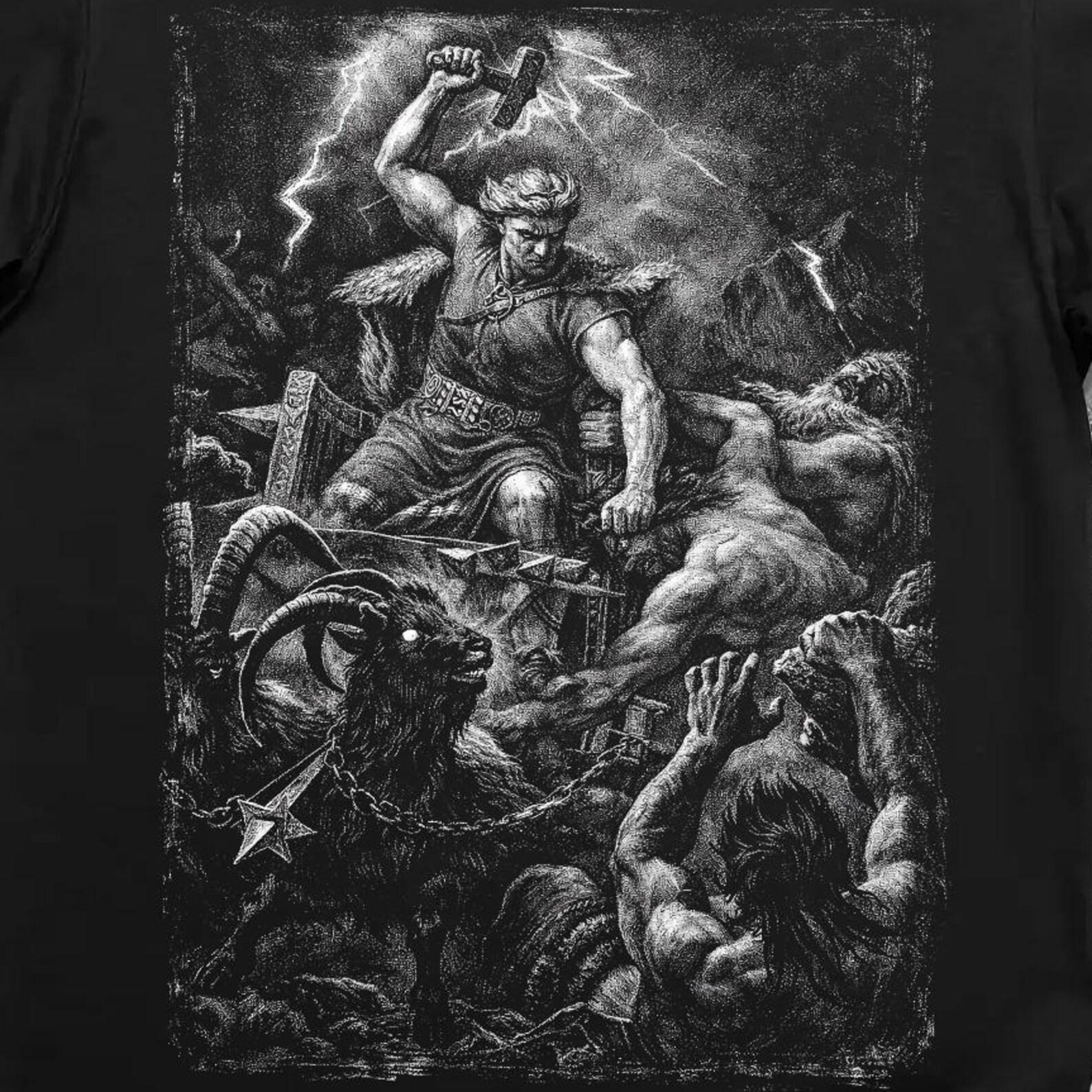 Thor Viking Shirt – Norse Mythology Battle T-Shirt, Mjolnir Dark Academia Art 2XL