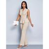 Spring and Summer Women's Two-piece Set of Elegant and Thin V-neck Sleeveless T-shirt and Wide-leg Pants Two-piece Set