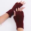 Knitted Half Finger Gloves Stretchy Warm Gloves Fingerless Thumb Hole Gloves