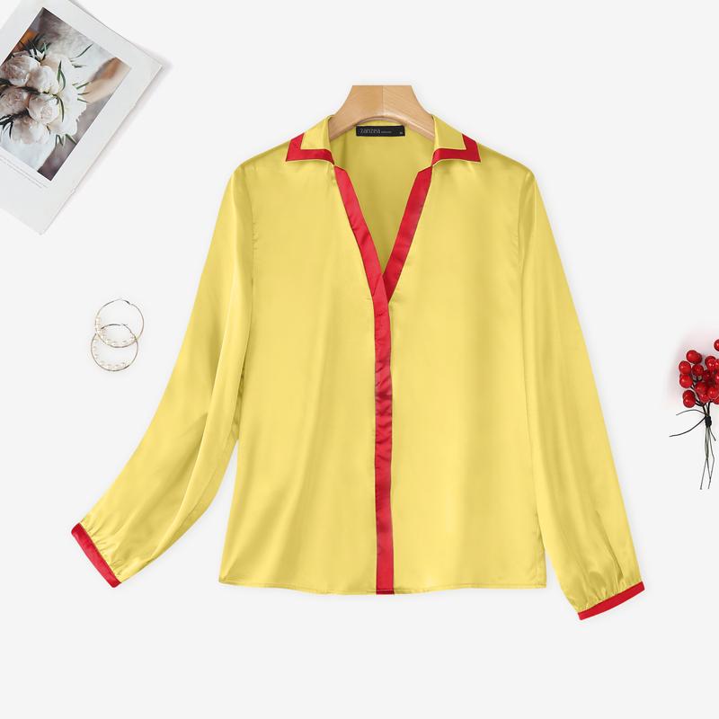 

ZANZEA Women Casual V-Neck Loose Long Sleeve Satin Blouse 5XL хаки