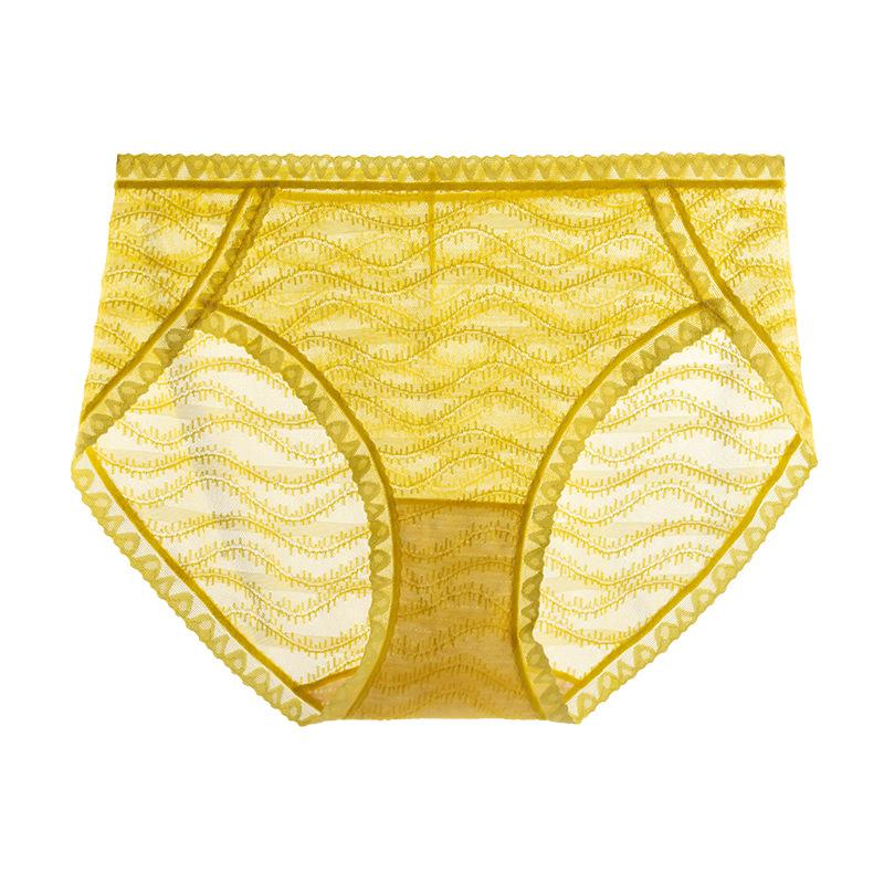 Dámské ultratenké prodyšné, rychleschnoucí antibakteriální dámské trojúhelníkové kalhoty s vysokým rozparkem sexy krajkové spodní prádlo