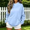 Women's Trendy Casual Color Neck Long Sleeve Loose Fit Pullover Sweatshirt