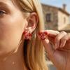 Summer Beach Rhinestone Love Heart Crab Stud Earrings For Women Shiny Zircon Red Crab Pearl Earring Vacation Holiday Jewelry