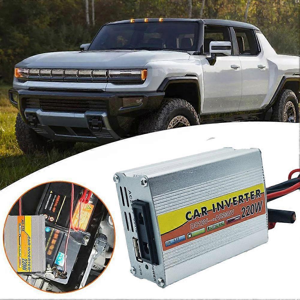 220W Car Mounted Power Inverter Usb Voltage Transformer Portable Dc12V To Ac220V