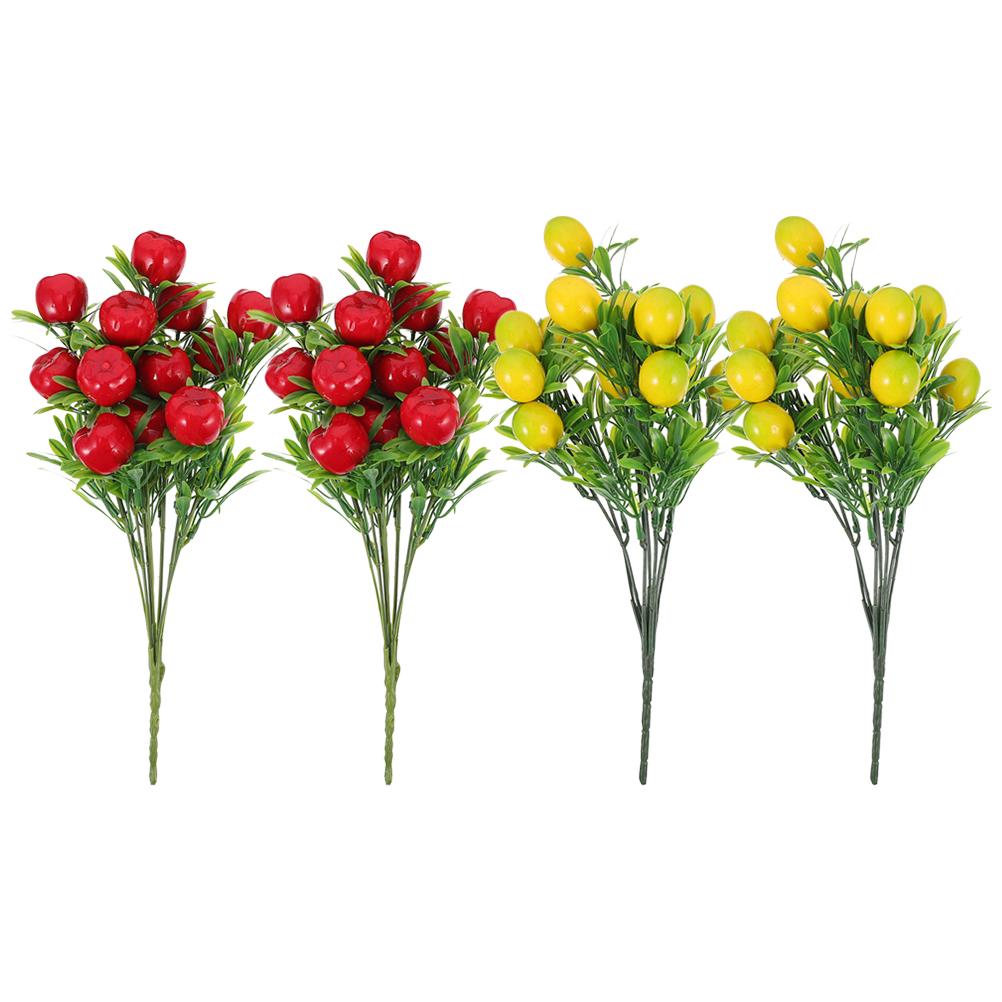 

4 шт. Искусственные ветки яблок Искусственный стебель лимона Искусственные ветки фруктов для наполнения вазы Искусственный стебель дерева яблок 32.5X10CM