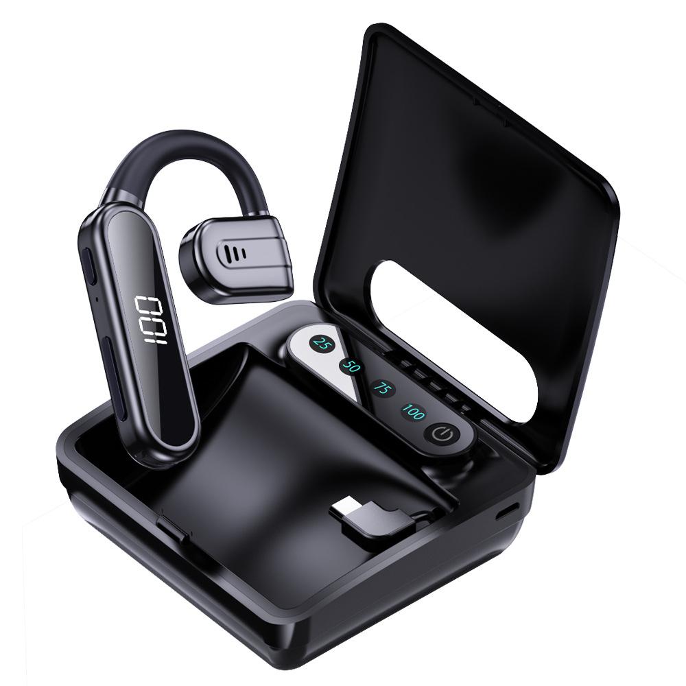 New Air Conduction Bluetooth Earphone Single Ear Rotation with Charging Compartment Without Ear Hanging Ear External Sound Large Power