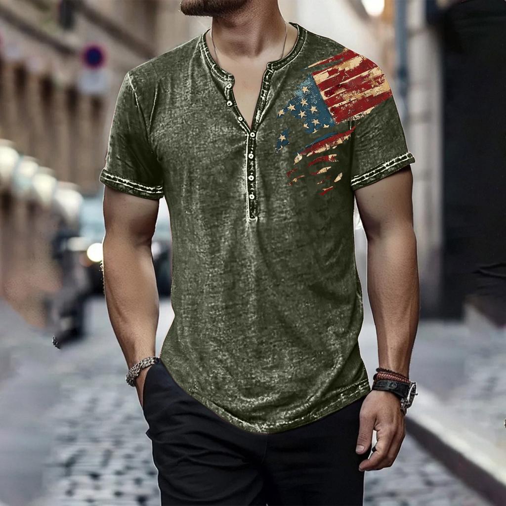 Men's Independence Day Printed Round-neck Short-sleeved T-shirt