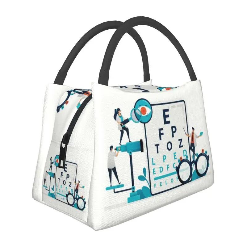 Syntest Snellen-tavla Lunchväska för kvinnor Optiker Synundersökning Återanvändbar Kylväska Termisk Matisolerad Lunchlåda