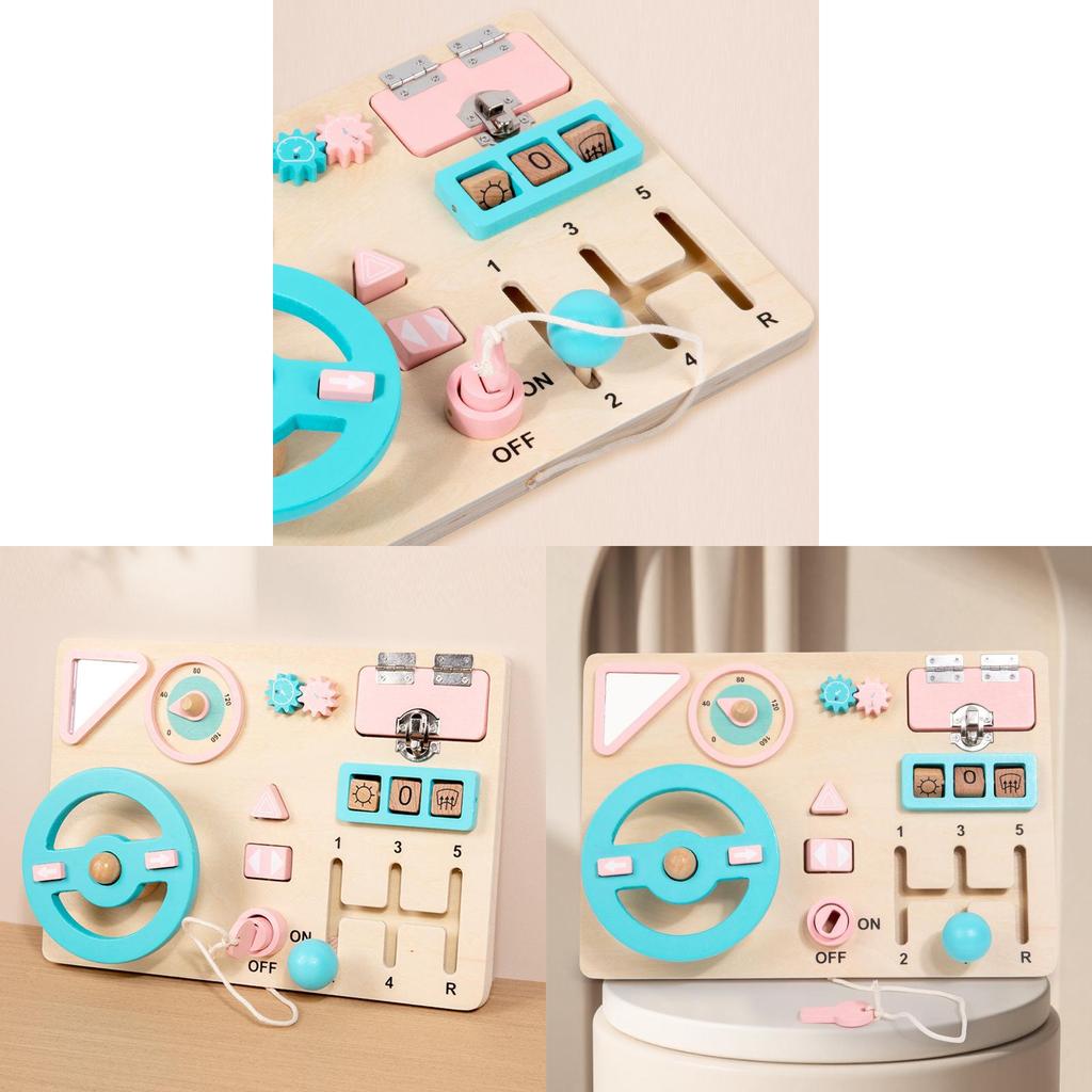Wooden Busy Board Car Steering Wheel Toy For Early Childhood Learning And Developing Fine Motor Skills