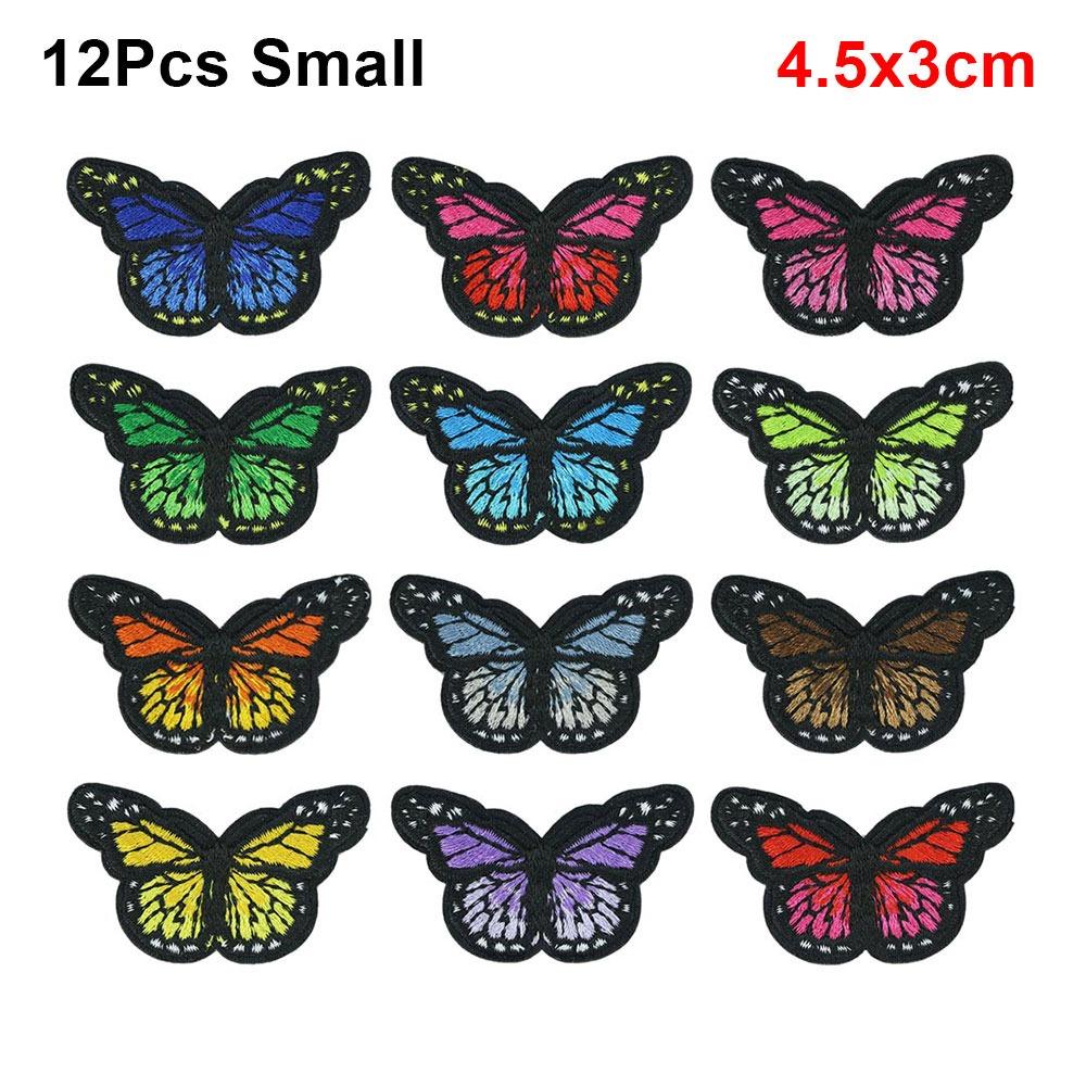 12Pcs Mesh Embroidered Butterfly Patches Sew On DIY Embroidered Applliques S/L Handmade Clothes Patches
