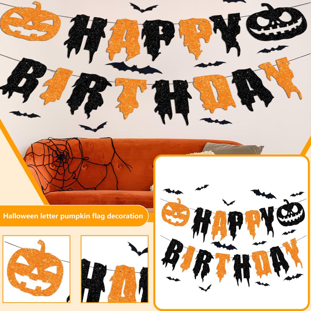Halloween Letter Pumpkin Flag Decoration Banner Arrangement