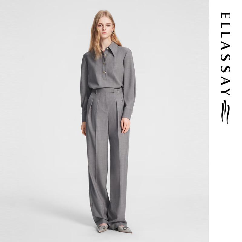 ELLASSAY Women's Wool Blend Straight-Leg Casual Trousers