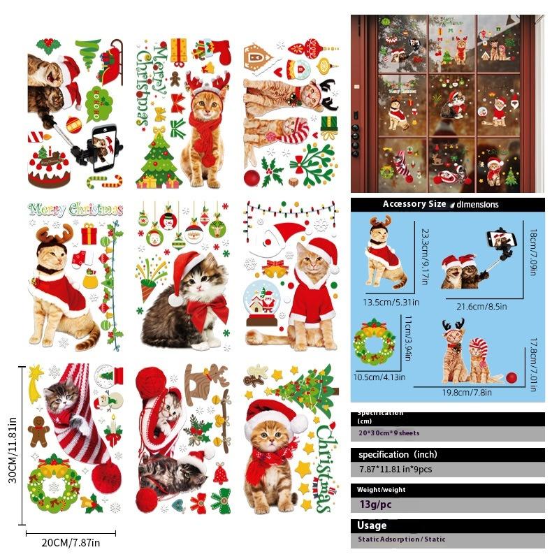 Santa Claus Christmas Ornaments Static Stickers Window Grilles Scene Arrangement Glass Doors Stickers Windows