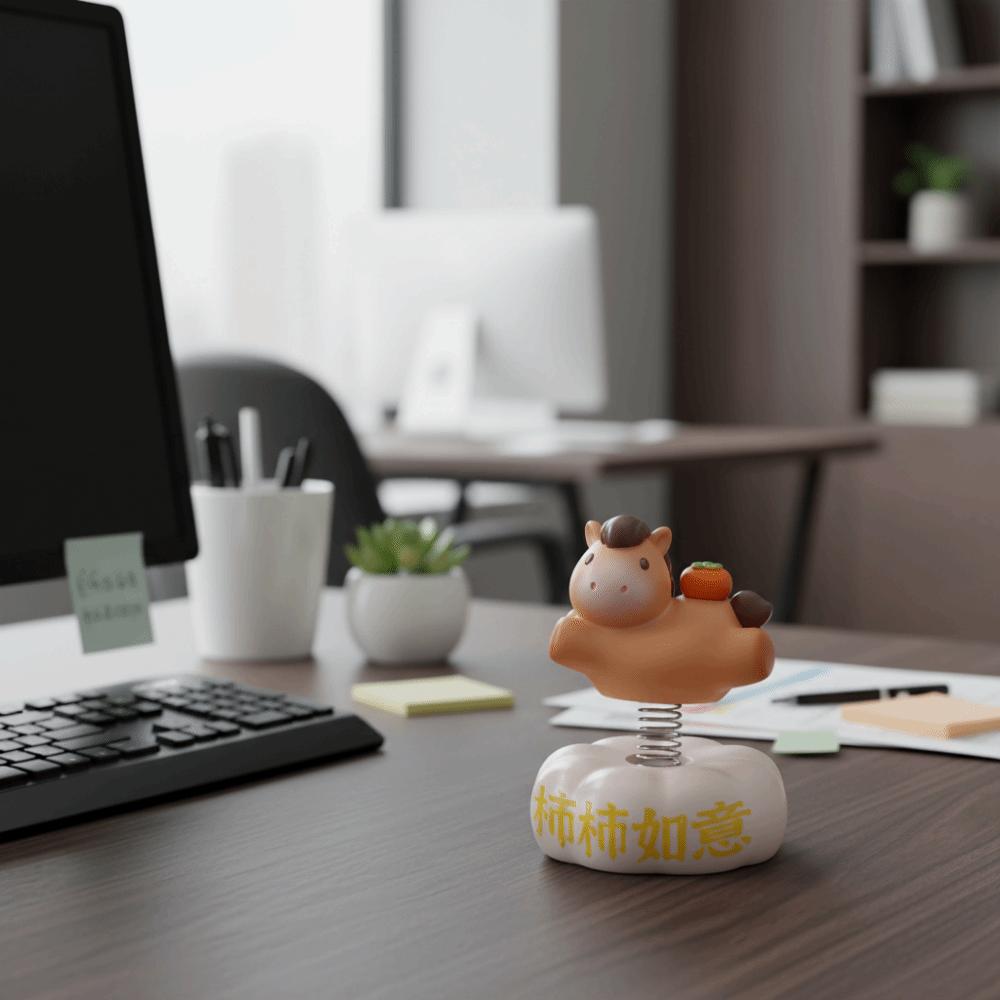 Harz Tierkreis Pony Ornament Schüttelbare Handgefertigte Schaukelpferd Figur Pferde Maskottchen Jahr des Pferdes