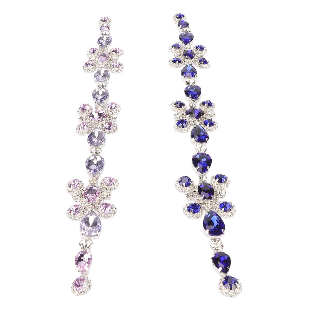 2 szt. Ozdobna Taśma z Dżetami Kryształowe Szkło Wzór Kwiatowy z Diamentami Błyszczący Łańcuszek z Dżetami na Wesela Festiwale