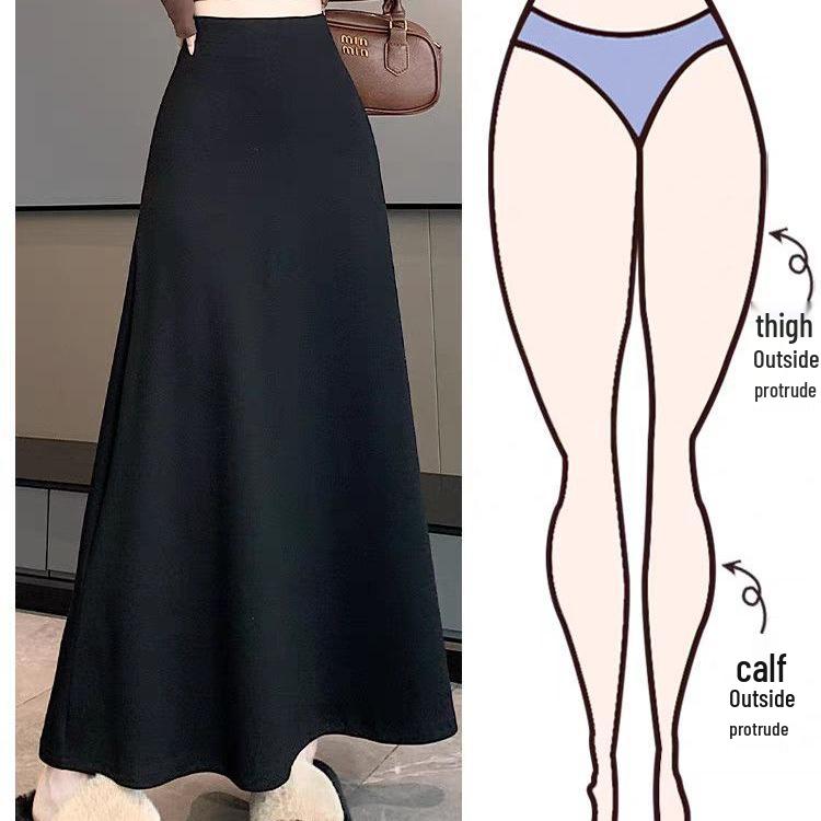 Hohe Taille Schlanker Langer Rock - Verdickt für Herbst/Winter 2025, Eleganter Stil