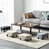 IBUYKE Ottoman Stool, Small Footstool, Rectangular Chair with Legs, Non-Slip, Square, Light Blue, RF-BD214