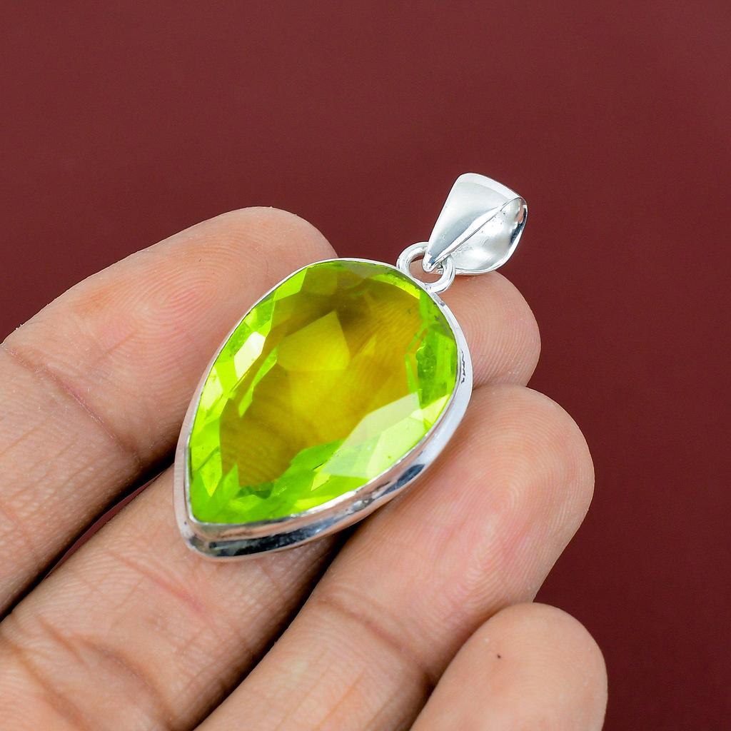Faceted Lemon Topaz Pendant Handmade Gemstone Pendant 925 Sterling Silver Pendant Lemon Topaz Jewelry Birthstone Pendant Gifts for Mother