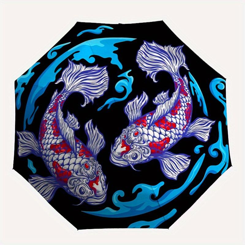 

1pc Koi Fish Yin YangAutomatic Folding Umbrella, Portable & Foldable Design with 8 Ribs, Casual Outdoor Accessory yy250804246
