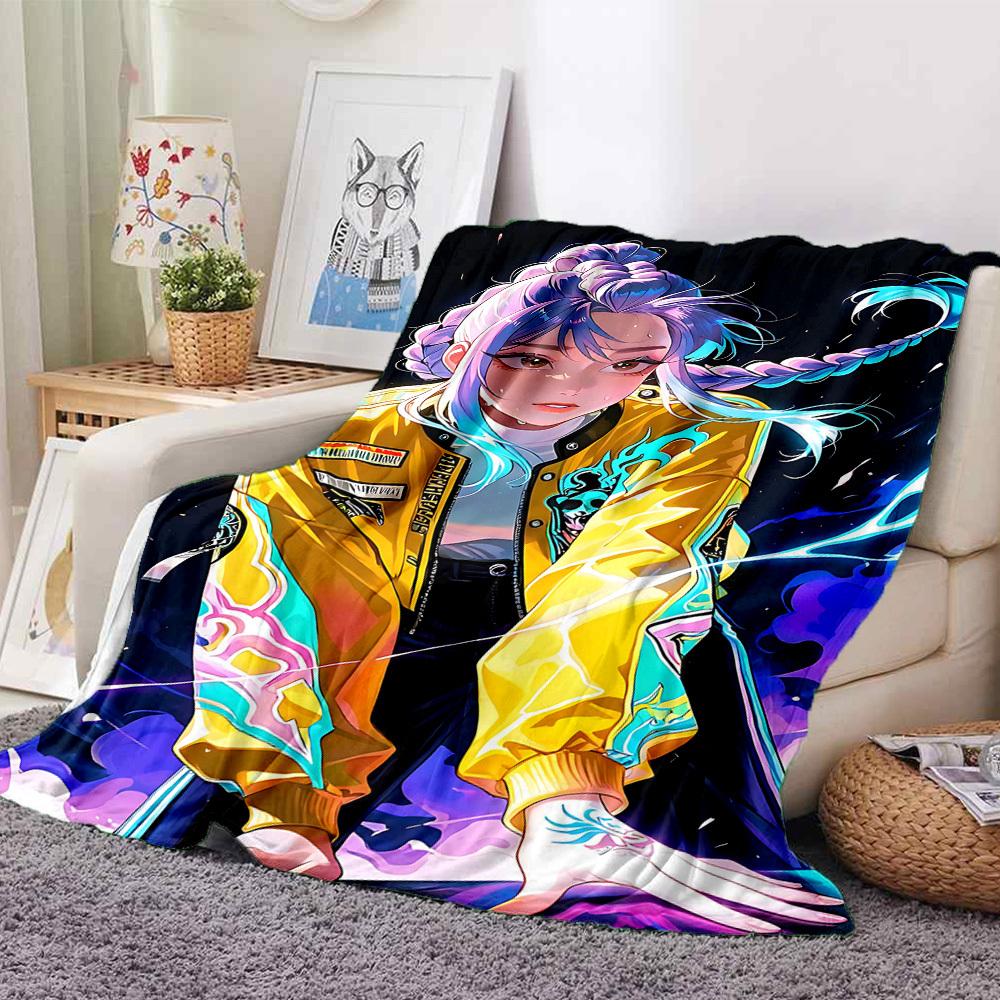 1pc KPop Demon Hunters Cozy Print Blanket Lightweight Warm Flannel Throw Blanket For Sofa, Bed, Living Room