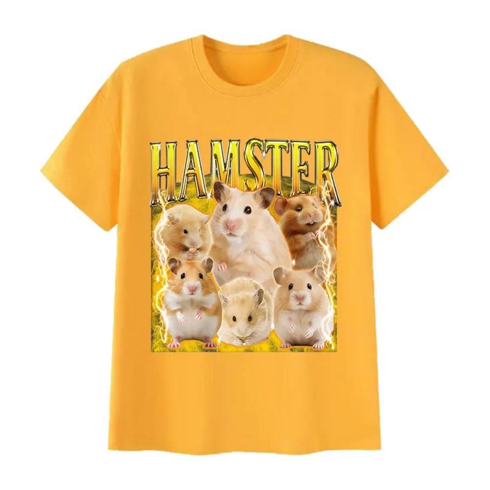 Funny Hamster Meme Graphic T Shirt Men Women Vintage Harajuku T-shirts Casual High Quality Oversized Cotton T-shirt Tops