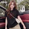 MJ STYLE Damen Herzlinien-Grafik-Baumwoll-T-Shirt