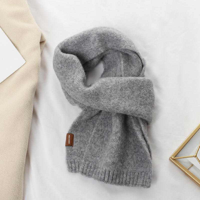 Solid color knitted scarf women's autumn and winter thickened warm scarf women's birthday gift versatile couple scarf