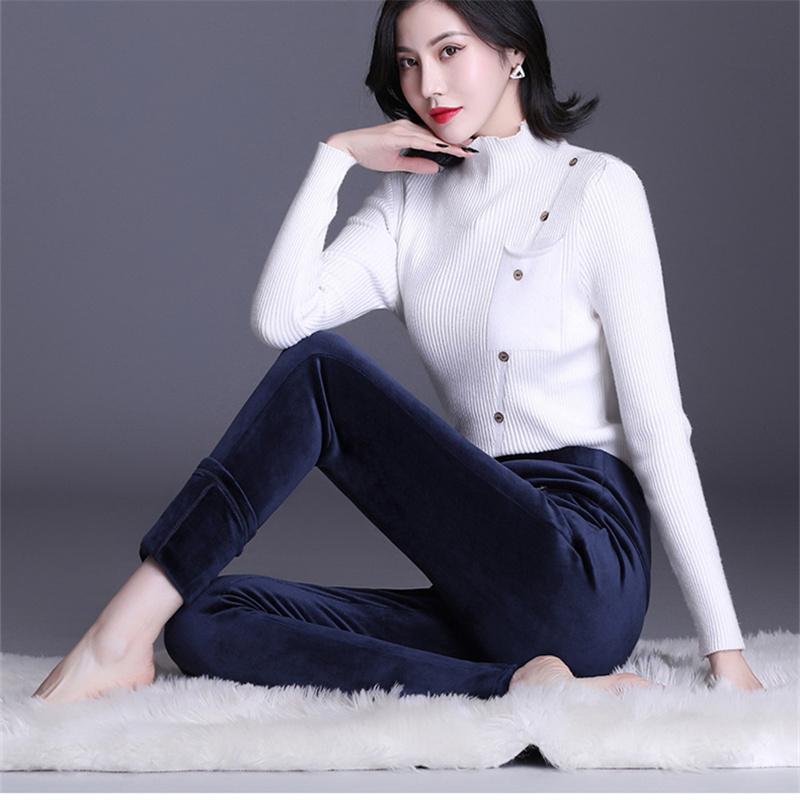 Autumn Winter Skinny Jeans Women High Waist Plus Velvet Stretch Denim Trousers Vintage Korean Patchwork Thick Pencil Pants Warm