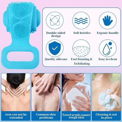 Tělová houba Silikonové kartáče Osušky Drhnutí Tření zad Peeling Masáž Sprchový pás Prodloužený kartáč na čištění pokožky