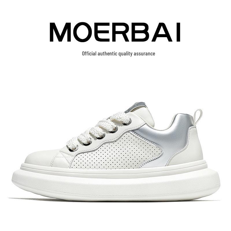 Mopei Men's Summer Cowhide Casual Sneakers - Soft Sole, Shock Absorption, Breathable, Versatile, Comfortable Dad Shoes.