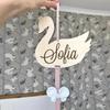 Wooden Swan Bow Shape Baby Hair Clips Holder Hanging Pendant Portable Hairband Storage Pendant Organizer Wall Ornaments