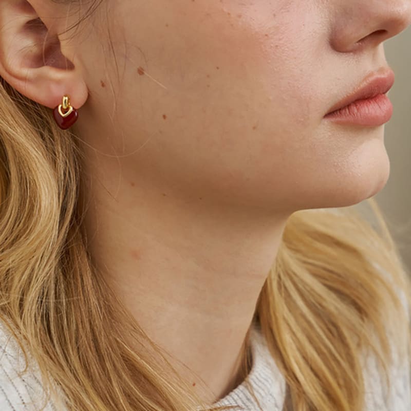 Ssecondo [Silver925]Enamel heart earrings, Auriane